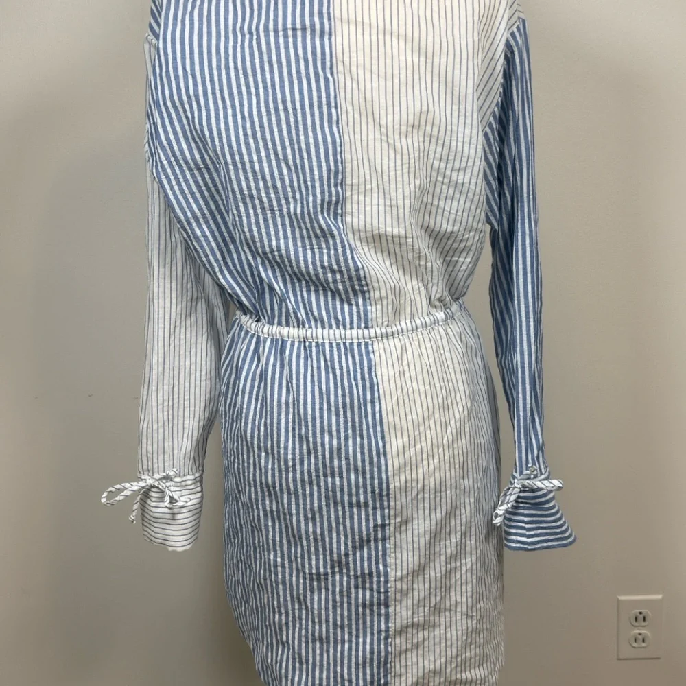 Majorelle Aruba Shirt Dress Women's S Blue White Stripe Long Sleeve  $208